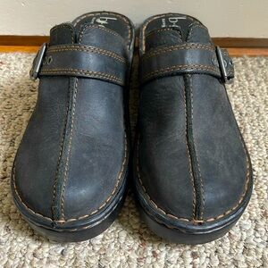 Born Black Leather Buckle Mules